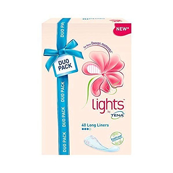 120 x Tena Lights Long Liner,Incontinence Liners (6 x 20 Packs) for Women with Sensitive Skin, Breathable and Unscented Liner for Light Bladder Weakness and Incontinence