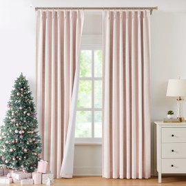 WEST LAKE Pink Bailey Pinch Pleated Window Curtain Panels with Full Blackout Liner 84 Inches Long,Rustic Textured Drapes for Bedroom,Modern Window Treatment for Girls Room,40" Wx84 Lx2