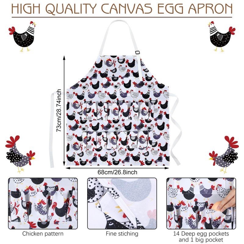Cutecrop 2 Pcs Egg Collecting Apron with 15 Pocket Gathering