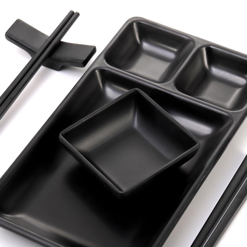 Pumtus 16 Piece Japanese Sushi Plate Set, Melamine Sushi Serving