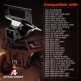 Front Lower 2" Receiver Hitch Compatible with Can-Am Defender HD10 HD8 HD5, Heavy Duty Steel Tow Hitch,Black Powder-Coated, Replace 101720