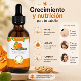 Aceite Orgánico Semilla de Calabaza Potenciador Crecimiento Cabello, Pestañas y Cejas Hidratante 100% Natural, Prensado en Frío, Multiuso Piel y Cabello