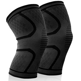 AMZ MEDICAL - Black Knee Support sleeve 2 Pack BLACK - Compression Knee Sleeves for Arthritis, Joint Pain, Ligament Injury, Meniscus Tear, ACL, MCL, Tendonitis, Running, Squats, Sports… (XL)