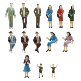 LLFYXM Miniature People Figurines Set 14 Piece 1:25 Scale, Realistic Painted Plastic Model Figures for Architectural Models, Train Sets & Dollhouses Standing & Seated Poses for Miniature Scenes