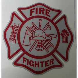 Awareness Vinyl White Red Reflective Firefighter Fire Dept Maltese Cross Vinyl Decal sticker