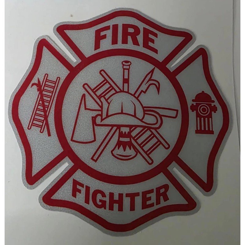 Awareness Vinyl White Red Reflective Firefighter Fire Dept Maltese Cross