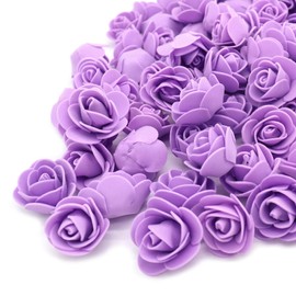 D-Seven Artificial Flowers 100PCS 3CM Mini Fake Roses for DIY Wedding Bouquets Centerpieces Party Baby Shower Scrapbooking Gift Box DIY Crafts Wreath (Lavender)