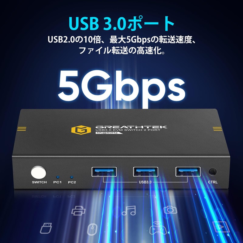 "2024 Version" KEBENES USB 3.0 KVM Switch, Connect 2 PCs