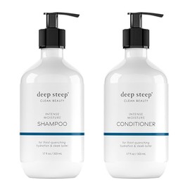 Deep Steep Champú Y Acondicionador De Hidratación Intensa, 17 Oz – Champú Hidratante Con Aloe, Manteca De Karité, Aceite De Coco, Aceite De Argán Y Proteína De Quinoa – Sin Sulfatos, Vegano, Cuidado