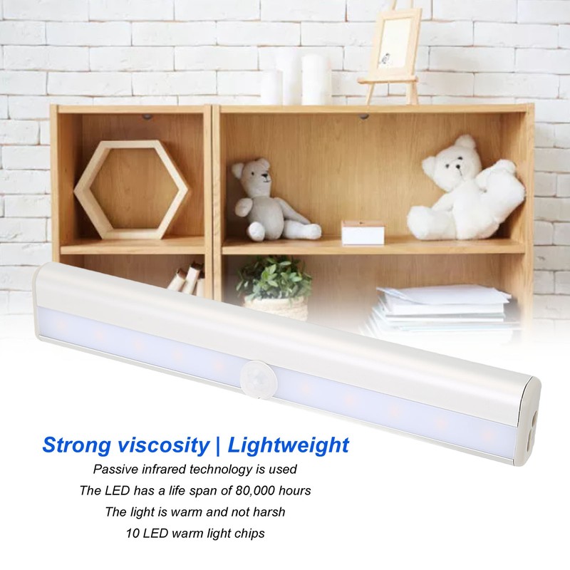 Motion Sensor Light Warm Light 10 LEDs Rechargeable Induction Night