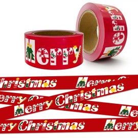 YLTOLOO 2 Pack Red Christmas Decorations Flagging Tape, 2" x164ft Merry Christmas Non-Adhesive Decoration Tapes, Marking Tape for Boundaries and Hazardous Areas, Tree Marking, Party, Door