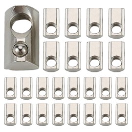 25 Pcs M8 T Slot Nuts Roll in Spring T-nut with Roll Ball, Carbon Steel for 4040 Series Aluminum Extrusion Profile Rail with 8mm Slot (Silver)