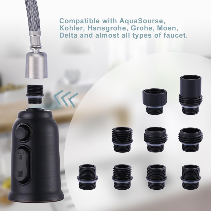 ALEASHA Pull Down Kitchen Faucet Spray Head Replacement, 3-Function Kitchen