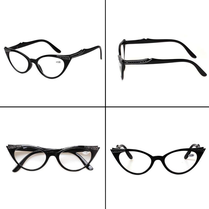 Kerecsen 4 Pack Ladies Stylish Cateye Reading Glasses Spring Hinge