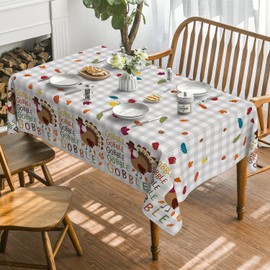 Horaldaily Thanksgiving Tablecloth 60×120 Inch Rectangular, Turkey Gobble Washable Table Cover for Party Picnic Dinner Decor