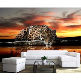 Cliouar - Animal Leopard 3D Wallpaper Mural 103" x 69" (Not Self Adhesive)