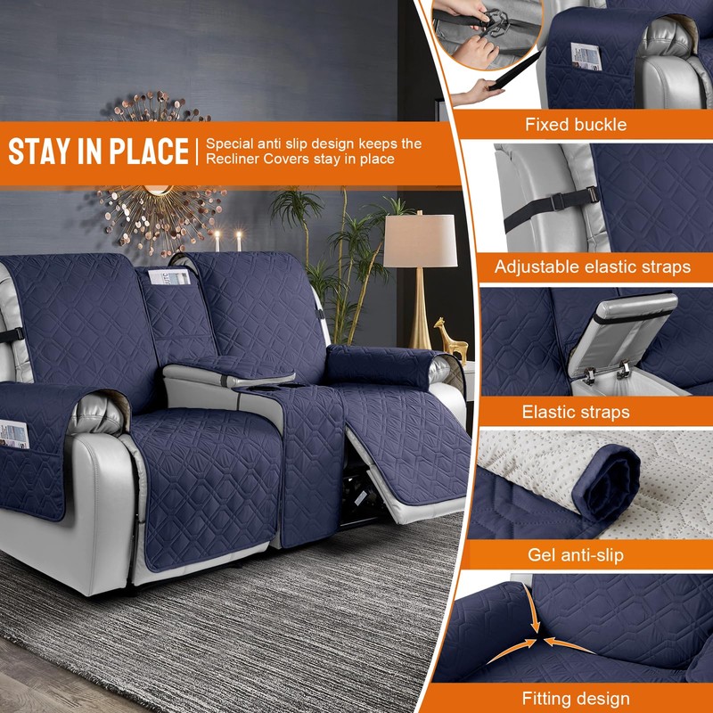 VANSOFY Loveseat Recliner Cover with Console 100% Waterproof Sofa Slipcovers