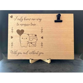 Bubu Dudu Holz-Fotorahmen, Tischrahmen, Lasergravur, Geschenkidee für Männer und Frauen, Bild mit Wäscheklammer, Widmung für Freundin, Innendekoration, Gadget (Bubu Dudu1)