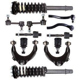 cciyu Complete Suspension Kit Fits 03 04 05 06 07 for Honda for Accord Includes Strut Spring Assembly, Stabilizer Bar Link, Tie Rod End, Control Arm, Ball Joint