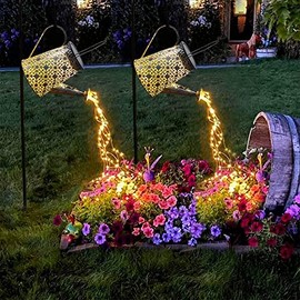 VOOKRY Solar Watering Can with Lights,2 Pack Large Solar Lanterns Outdoor Hanging Waterproof Garden Decor,Decorative Retro Metal Solar Lights for Table Patio Yard Pathway Walkway, Gifts for Mom