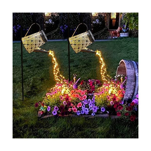 VOOKRY Solar Watering Can with Lights,2 Pack Large Solar Lanterns