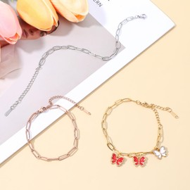 15 Pcs Necklace Chains for Jewellery Making 18K Gold Plated Chain Paperclip Chains 6.3Inch Chain Link Bracelet with Lobster Clasps Adjustable Charm Bracelets Bulk for Men Women DIY Necklace Jewelry