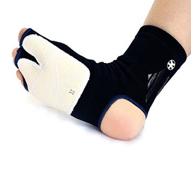 サポーター 剣道 アンクル・アキレス腱ガード (底帆布製) (紺(左足用）, M(周囲23～29cm))