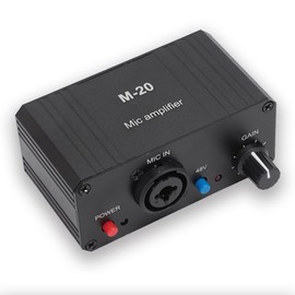 Microphone Preamp, 48V Power High Gain Electronic Audio Stereo Phonograph Preamplifier, with XLR Output, for Dynamic Condenser Microphones Booster