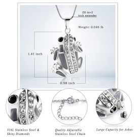 Hearbeingt Cremation Jewelry Frog Shape Urn Necklace for Ashes, Memorial Locket Pet Urn Necklace Pendant for Ashes, Stainless Steel, stainless steel