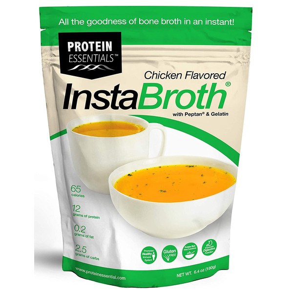 InstaBroth, Bone Broth Powder with Grass Fed, Pasture Raised Collagen and Gelatin, 12g Protein (6.4oz) (Chicken Flavor)