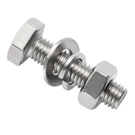 msymsyu Hexagon Screws Set M4 x 10 mm Stainless Steel Screws 50 Pieces M4 Machine Screws with Nuts Washers and Spring Washers for DIY Mounting of Various Mechanical Devices