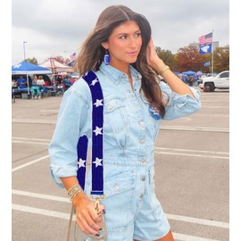 GLBCC Game Day Beaded Purse Strap, Stadium Football University College Stars Bag Strap Tailgating Accessory,Football Season Game Day Concert Clear Crossbody Handbag Replacement Strap