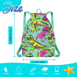 RLGPBON Drawstring Backpack for Kids,Youth Gym Dance Beach Swim Travel Bag for Girls and Boys with Two Water Bottle Holders