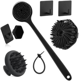 Set de 8 Cepillos Corporales de Silicona con Mango Largo