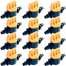 ANPTGHT 1/4“ Drip Irrigation Shut-Off Switch Valve, Plastic Universal Ball Valve for Drip Irrigation and Tubing Coupling (Black-Pack of 12)