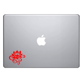 Custom Decal Car for Lotus Flower with Swirls Buddha for Car, Truck, Funny, Tumbler, Window, Motorcycle, Helmet, Bumper, Decal for Laptop, Phone, Home Decoration / 4 in x 4 in (RED)