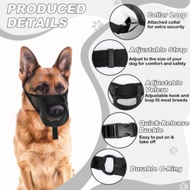 Dog Muzzle, Soft Air Mesh Muzzle for Small Medium Large Dogs Anti Biting Barking Chewing Scavenging, Breathable Adjustable Loop Pets Muzzle with Front Opening Design Allows Panting Drinking (Black,M)