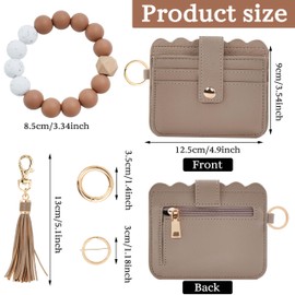 Lostars Wallet Keychain Wristlet for Women RFID Card Holder Keychain Key Chain Wallet Key Ring with Wrist Wallet for Women (Classic,Khaki)