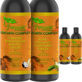 J'Organic Solutions Kids Shampoo and Conditioner - Hydrating & Strengthening - Kids Conditioner with Biotin - Phthalates-Free, No Sulfates, Paraben-Free, Baby & Toddler Shampoo and Conditioner, 2x8oz.
