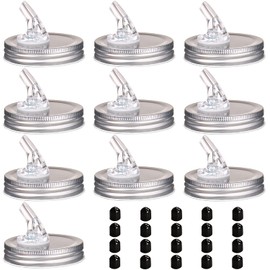 Mason Jar Pour Spouts. free flow Mason Jar Pour Spouts, mason jar for spout regular mouth size 70mm dispenser germination cover. Suitable for any liquid. Leak-Proof 10-Pack + 20 Black Lid Caps (10