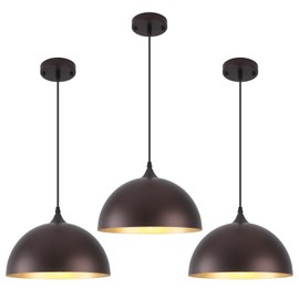 Farmhouse Pendant Light 12 Inch, Modern Pendant Lights Kitchen Island, Adjustable Height Dome Pendant Lights Fixtures for Dining Room Barn,Oil Rubbed Bronze Finish, 3 Pack