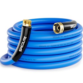 SPECILITE Hot/Cold Water Hose 3/4 in × 25 ft, Garden Hose -50℉ To 190℉, Heavy Duty,Flexible,Burst 605 Psi, Lightweigh, Upgraded Rubber Hose With 3/4" Brass Fittings For Backyard, Outdoor, Farm, Blue