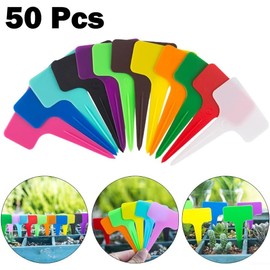 50 etiquetas reutilizables para plantas en T para jardín y macetas, y marcadores impermeables para plantas que resisten el broche y