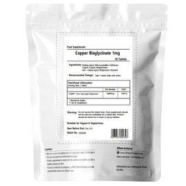 UKHealthHouse Copper Bisglycinate 1mg - Tablets 1,000mcg Mineral Supplement Immune Support, Bioavailable Chelated Form, General Health & Well Being (30)