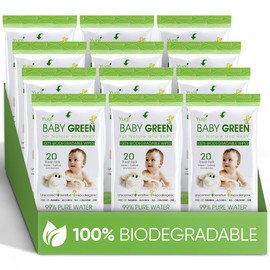 Yugi Green Baby Wipes Unscented Compostable Biodegradable and Organic– Value Pack for Sensitive Skin & Nose