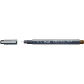 Pentel Pointliner S20P-5SP Fineliner, Sepia, Waterproof and Non-fading, 0.5 mm, Pack of 1