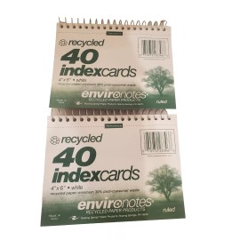 Roaring Springs Paper Products Lot of 2 Roaring Spring Index Cards 40 Sheets Wire Bound 4"x 6"  Ruled. White.