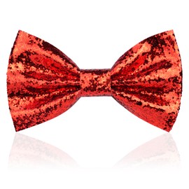 Aomig Glitter Bow Tie, Sequin Bow Ties for Men, Slim Tuxedo Bow Tie with Hook, Unisex Costume Accessories, Adjustable Bow Tie for Wedding, Party, Carnival, Fancy Dress, Clothing (Red)