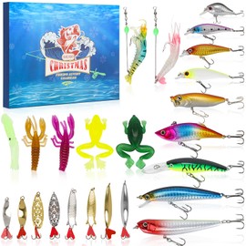 Fishing Advent Calendar 2024, 24 Days Fishing Lure Countdown Calendar for Anglers Adult Men Teen Boys, Creative Xmas Fishing Gift