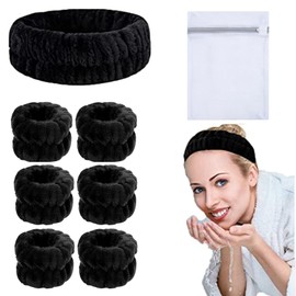 Spa Wrist Washband Set 6 Pieces Absorbent Wrist Towels for Washing Face with Laundry Bag Wristbands for Women Girls Cleansing Cuffs for Wrist